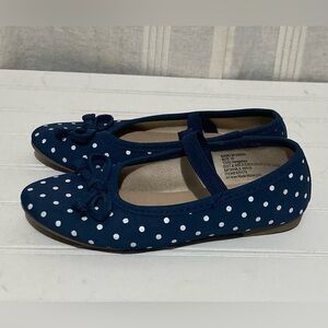 Lily and Dan Girls Shoes Flats‎ Size 10 Blue White Polka Dot Closed Toe Slip On
